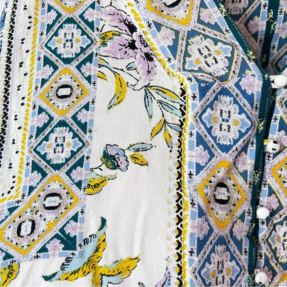 Free People Lola Floral Kimono Crop Mixed Print Tie Butterfly Sleeves Size XS= - Picture 6 of 9